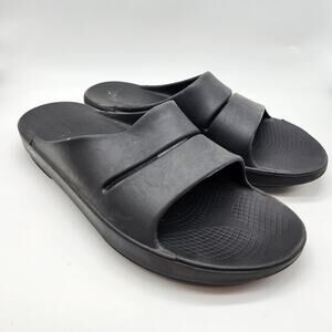 Oofos Ooahh Black Recovery Slide Sandals Men's 14-16 Slip On Open Toe Comfort